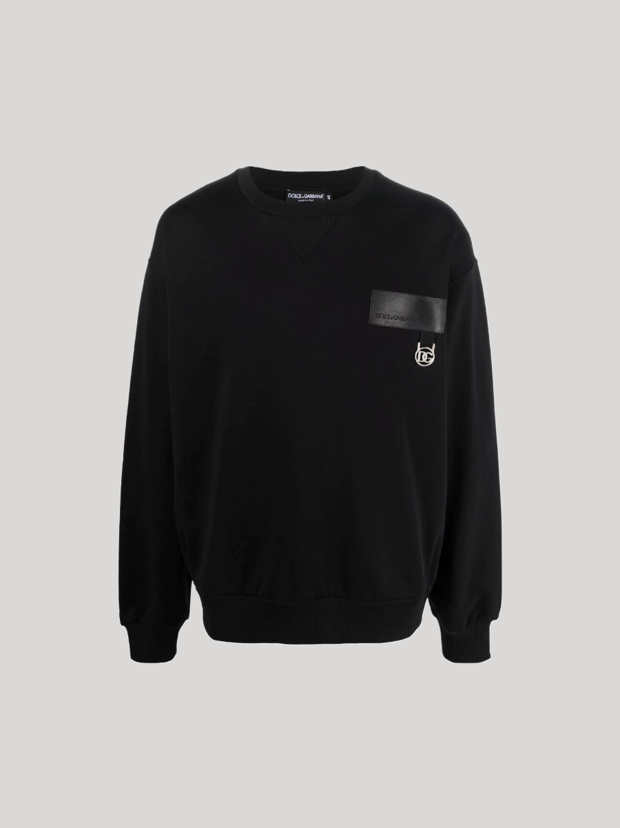 DOLCE & GABBANA METAL LOGO BLACK SWEATSHIRT