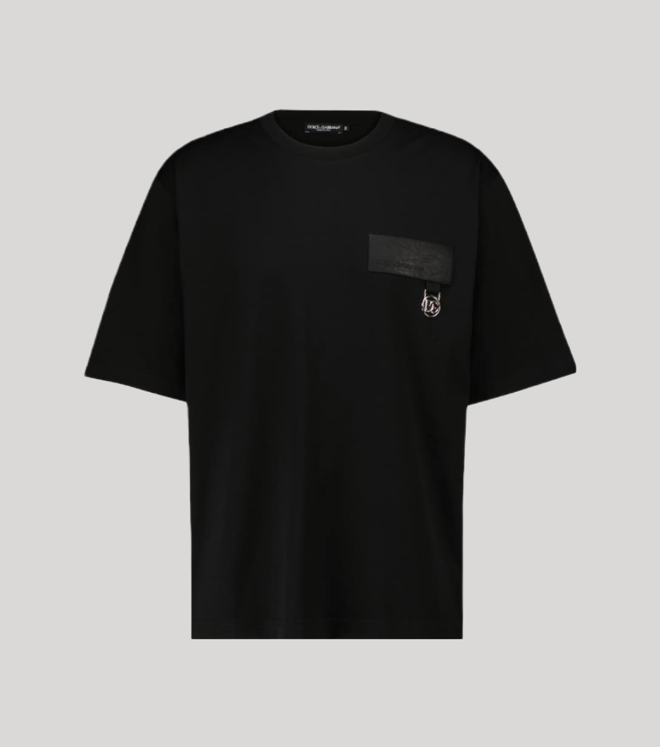 DOLCE & GABBANA METAL LOGO BLACK T-SHIRT