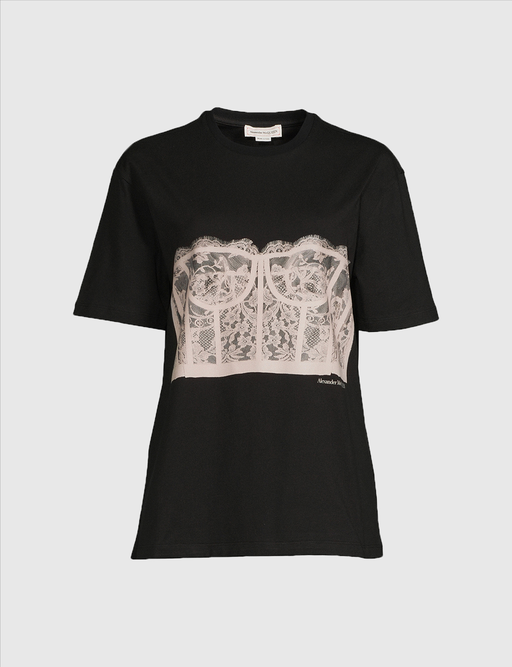   MCQUEEN BUSTIER PRINT T-SHIRT