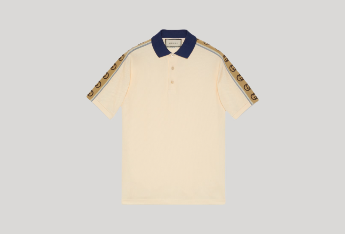  GUCCI POLO WITH INTERLOCKING G STRIPE