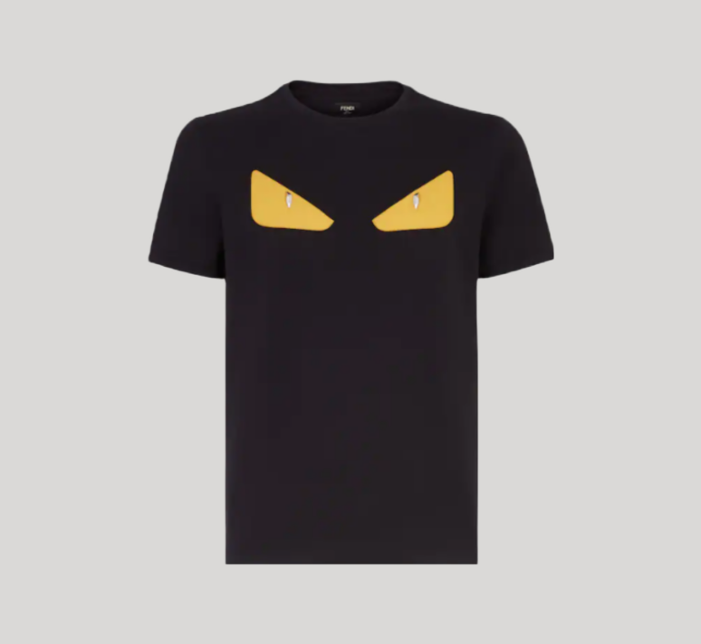 FENDI BLACK COTTON T-SHIRT