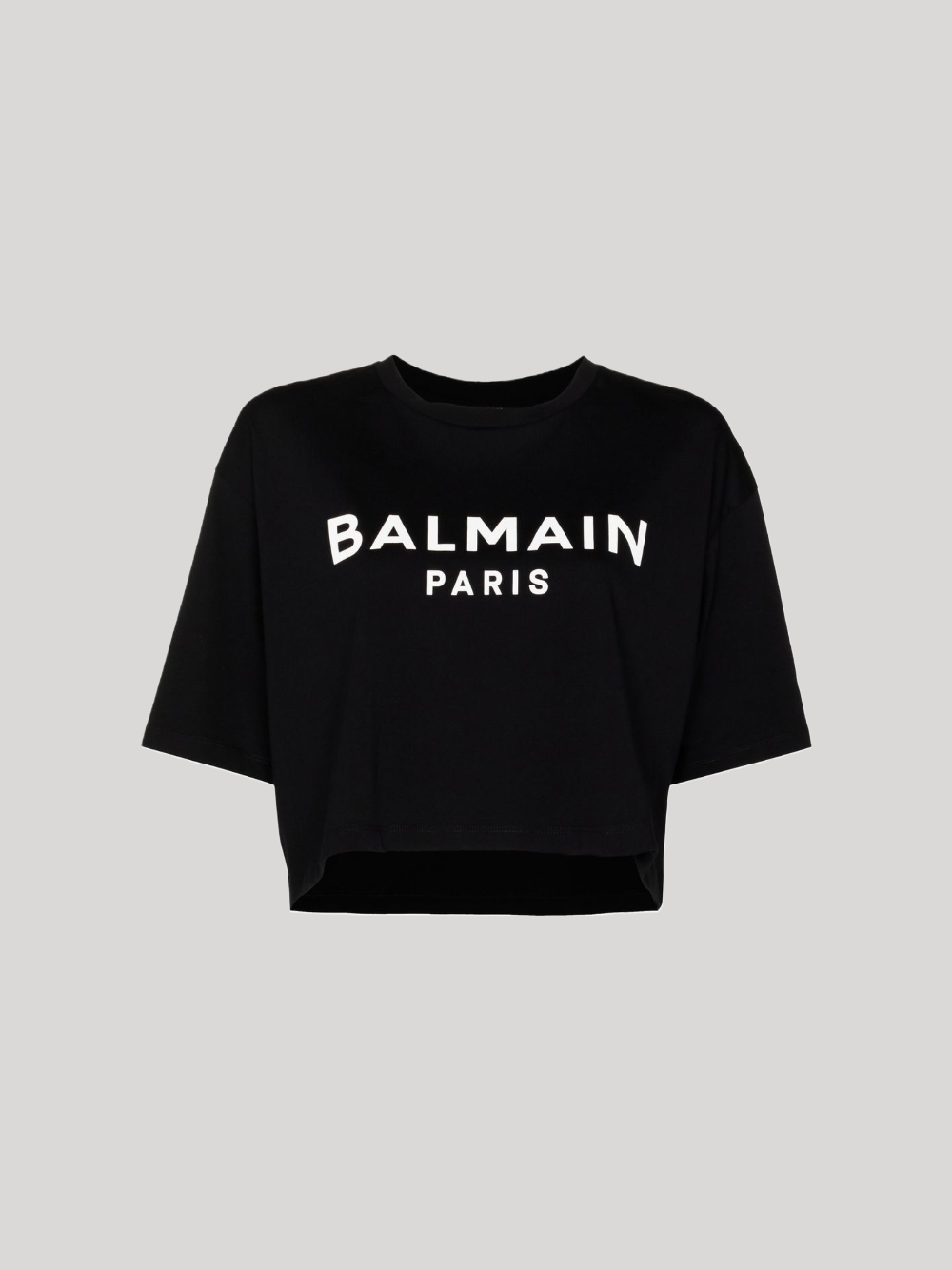 BALMAIN CROPPED LOGO PRINT T-SHIRT