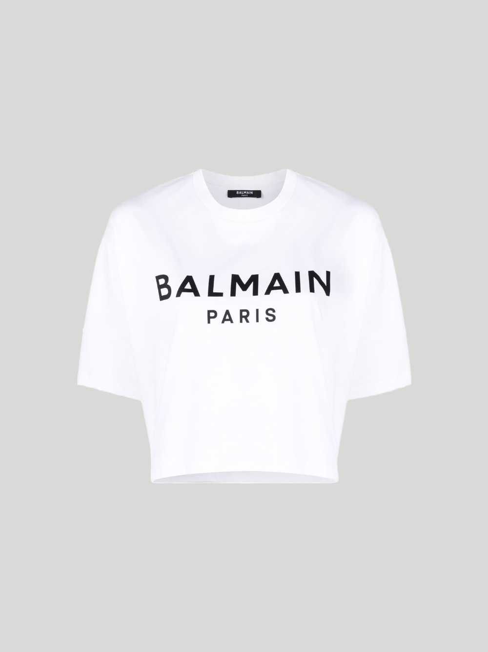 BALMAIN CROPPED LOGO PRINT T-SHIRT