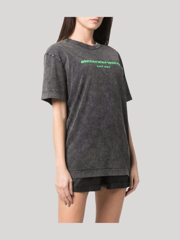 ALEXANDER WANG LOGO PRINT ACID WASH T-SHIRT