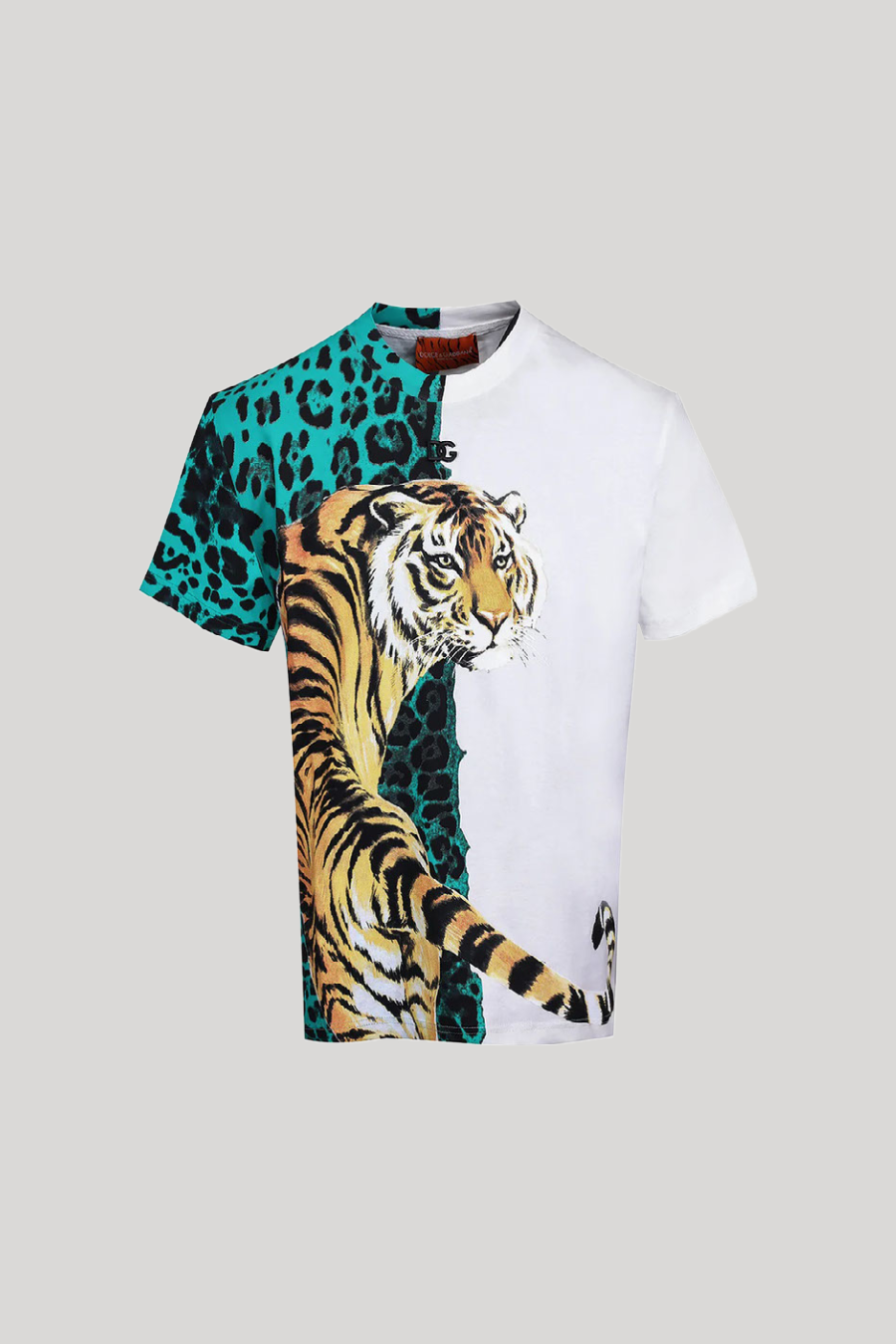 DOLCE & GABBANA JERSEY WHITE T-SHIRT WITH TIGER PRINT