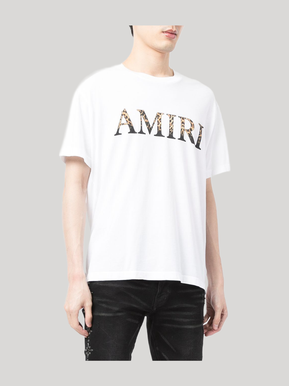 AMIRI LOGO LEOPARD PRINT T-SHIRT